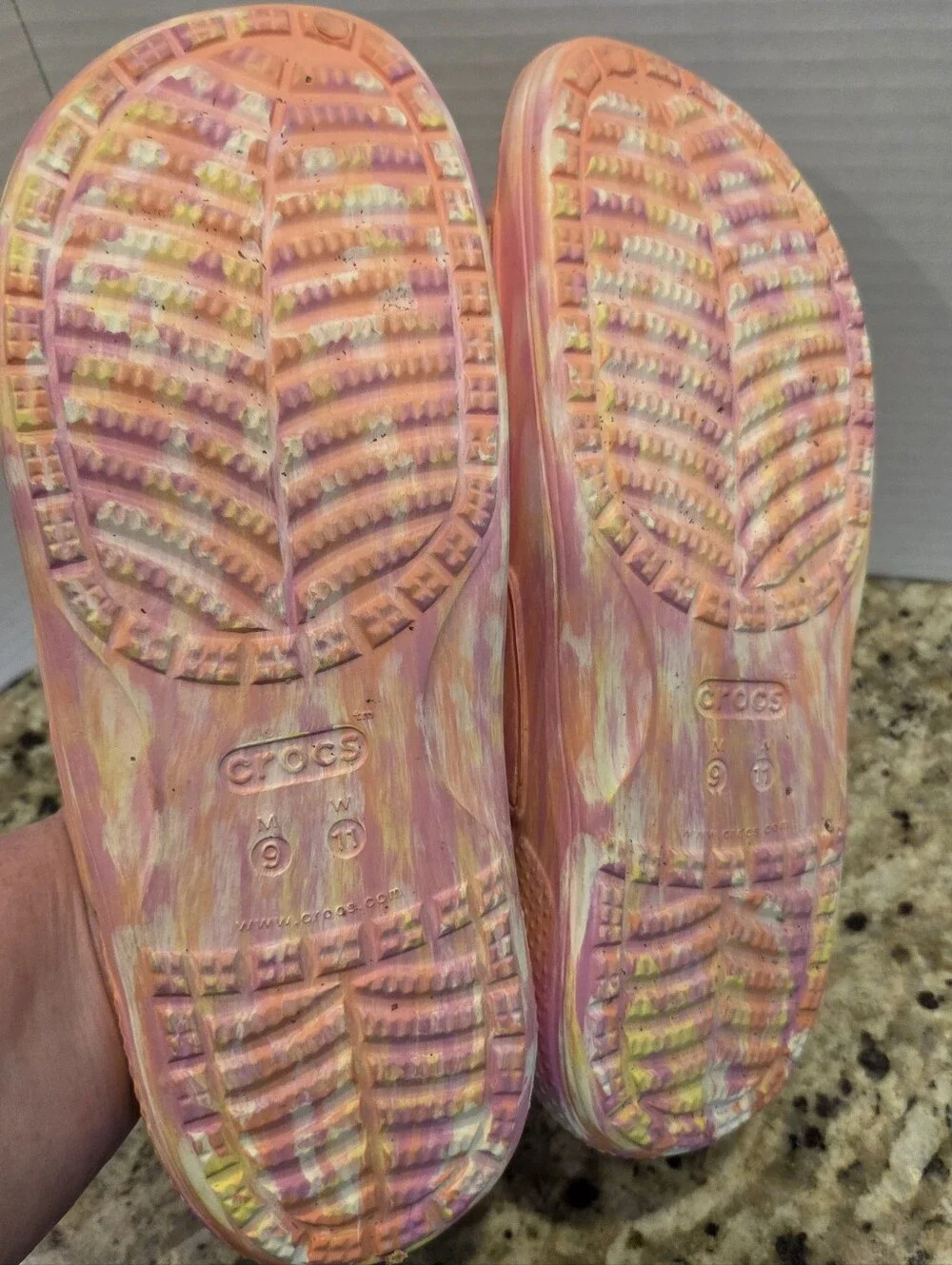 Crocs Sandals Unisex Adult Mens Womens Classic Two Strap Slides Marbled M 9 W 11